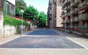 Asfalto fundido impreso. Plaza Añorga Txiki. Donostia