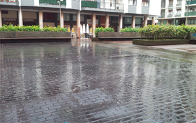 Asfalto fundido impreso. Plaza Armerias. Donostia