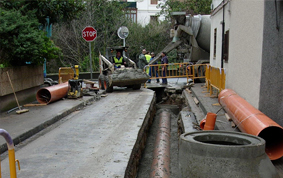 Canalización de saneamiento en Paseo Zubiaurre