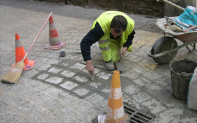 Pavimentación con adoquín en Calle San Juan. Parte Vieja